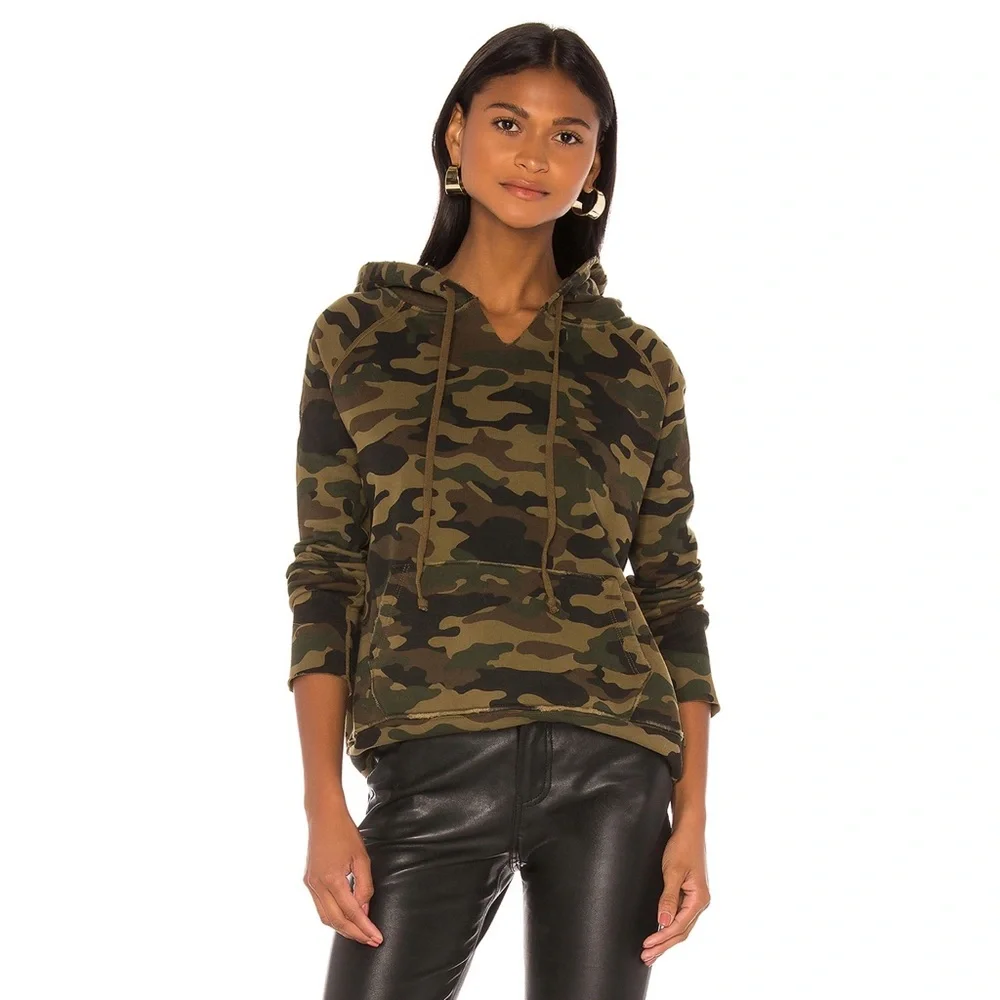 NILI LOTAN Janie Hoodie in Green Camouflage Print - Picture 1 of 7